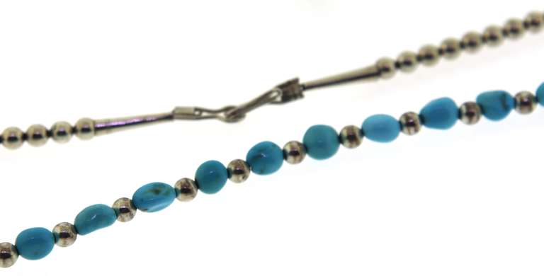 Turquoise & Silver Beaded Necklace