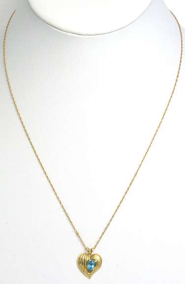 Elegant Topaz Heart Pendant & Chain, 14KT