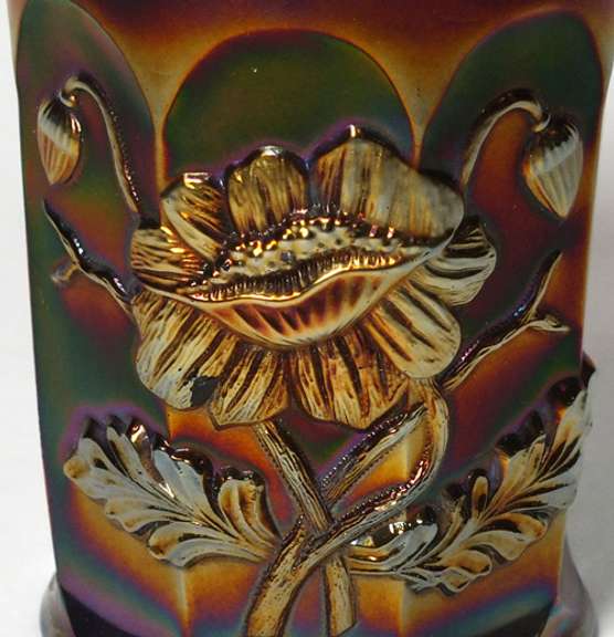 4 Fluorescent Red Crystal Glasses with flowers details