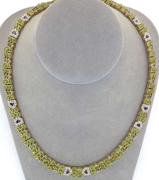 Absolutely Fascinating 48.31CTW Peridot & Topaz Necklace in Vermeil