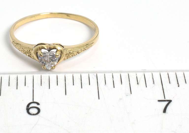 Vintage Heart Shaped CZ Ring in Gold