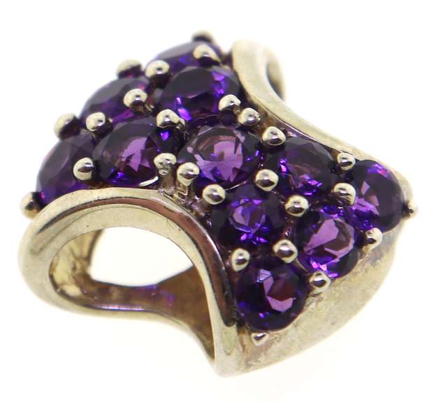 Vintage 925 sterling silver lot of two pendants, black onyx and amethyst