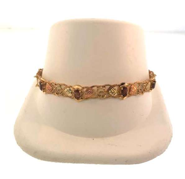 Fancy Two-Toned 10kt Gold Gemstone Bracelet