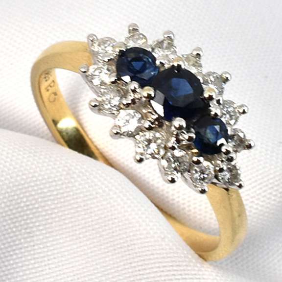 Sweet Sapphire and Diamond Cluster