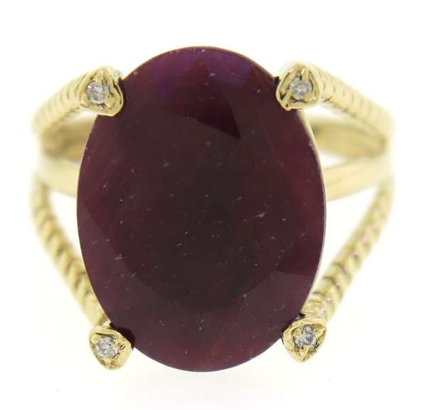 Charming Treated Ruby w Diamond Accent Ring