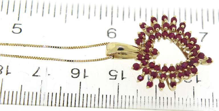 Gorgeous Ruby Spray Style Heart Necklace