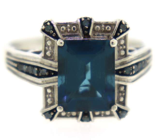 London Blue Topaz & IR Blue Diamond Ring
