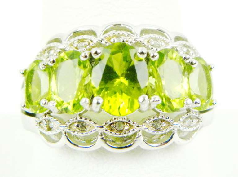Stellar Sterling Peridot Ring, Size 11.5