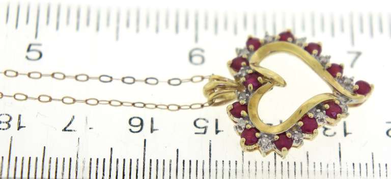 Lovely Ruby & Diamond Accent Open Heart Necklace