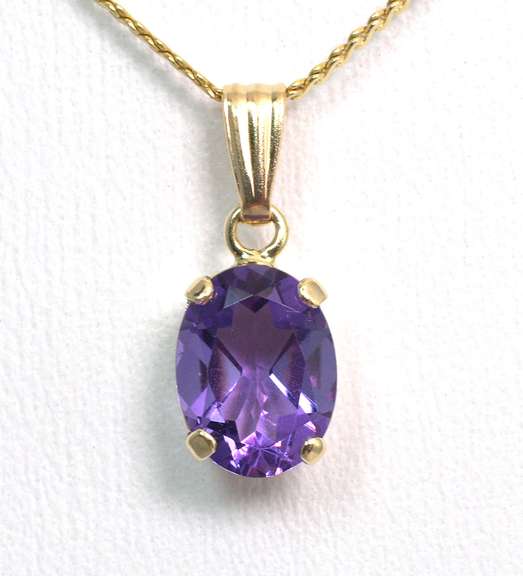 Lovely Amethyst Pendant & Chain, 14KT