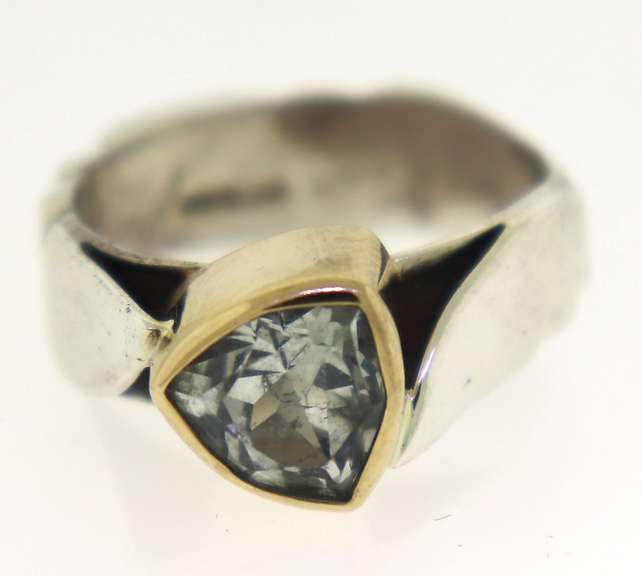 Sterling Silver White Topaz Trillion Ring
