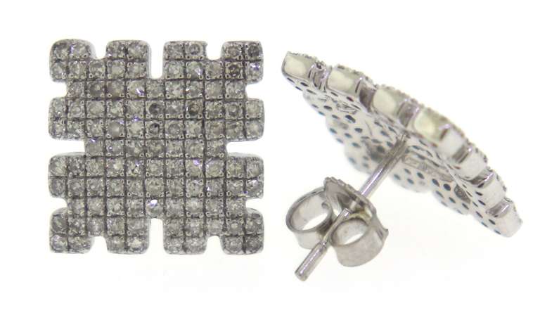Pave Diamond Cut Out Edge Earrings