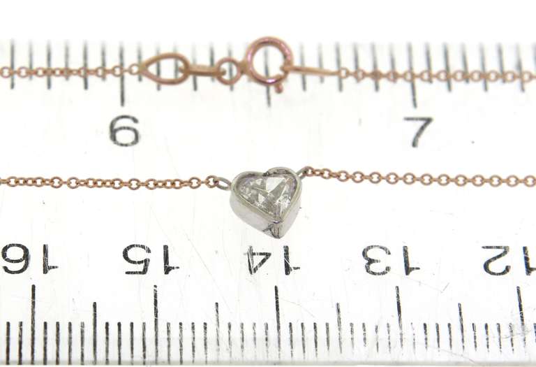 Precious 14kt RG Heart Diamond with Diamond Station Necklace
