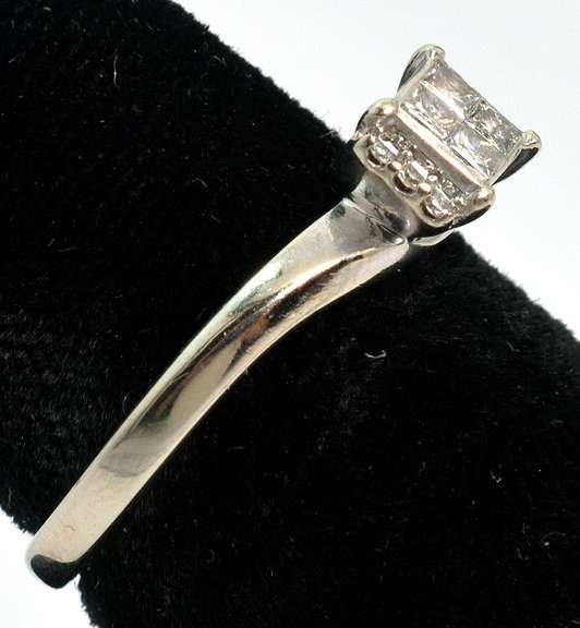 Princess Cut Cluster Ring in White Gold