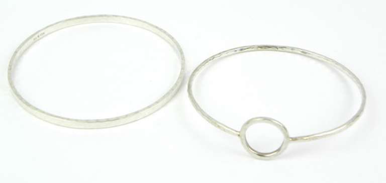 2 Silpada Hammered Sterling Bangle Bracelets