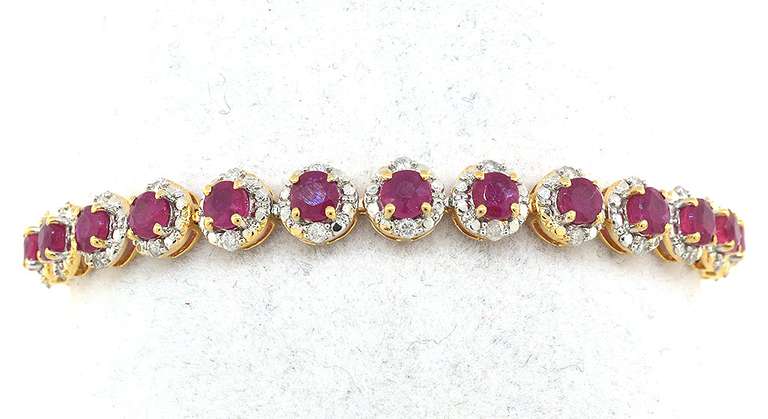 Sweet 8.17CTW Ruby & Diamond Bracelet in Vermeil