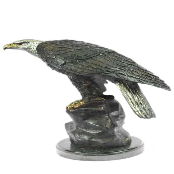 American Eagle Bronze Sculpture on Marble Base Figurine