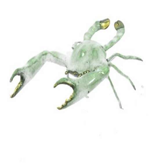 Green Painted Male Crab Bronze Sculpture