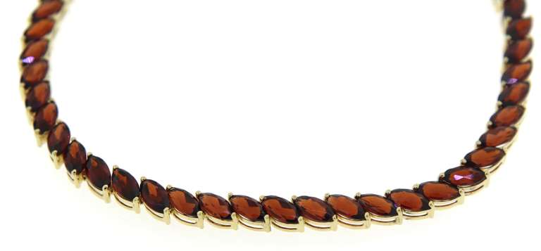 Gorgeous Marquise Garnet Yellow Gold Bracelet