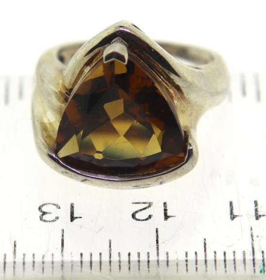 Sterling Silver Faceted Smokey Quartz Ring