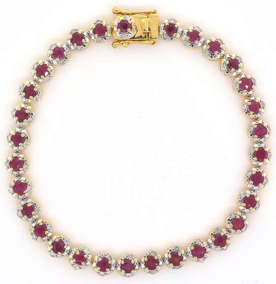 Gorgeous Ruby & Diamond Bracelet in Vermeil