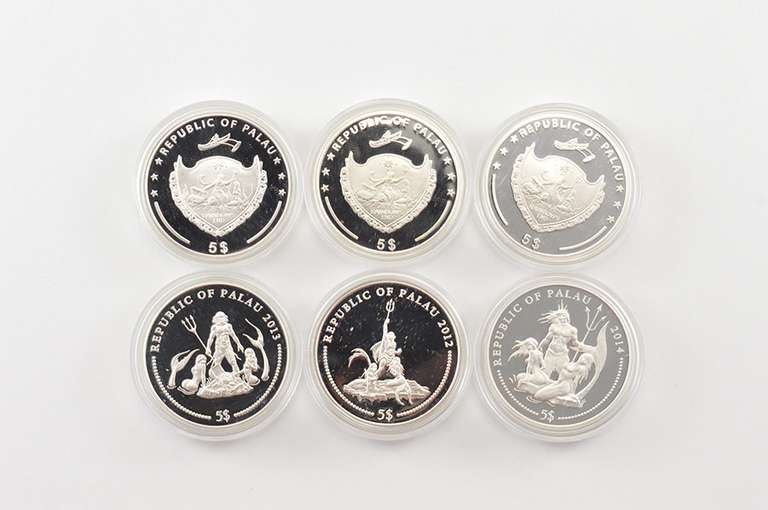 2012-2014 Palau $5 25g .925 Silver - 6 Coin Set - Box & COA