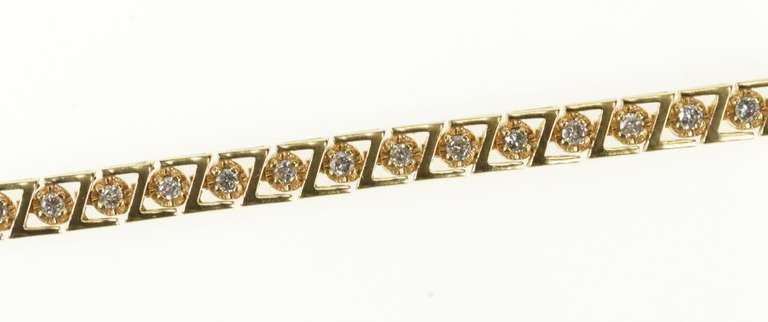 10K Yellow Gold Diamond Encrusted Z Link Statement Tennis Bracelet