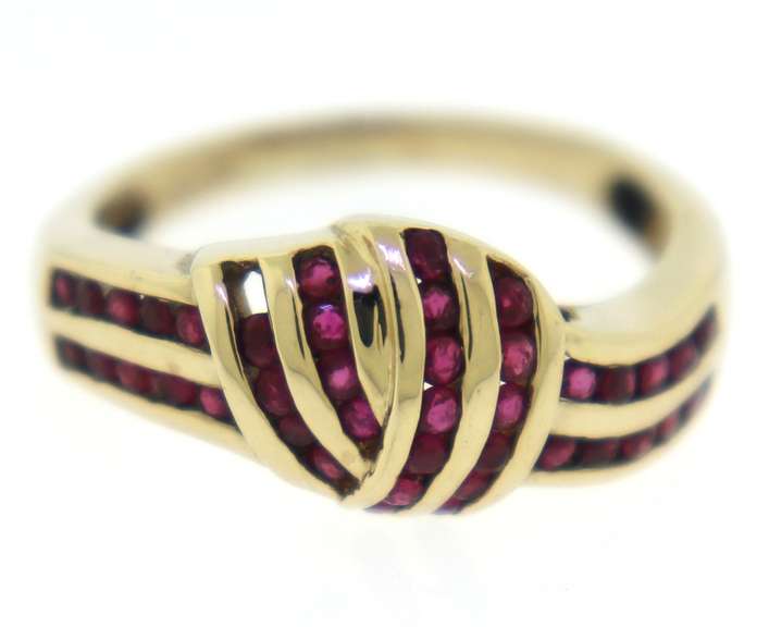 Pretty Yellow Gold Ruby Channel Set Ring