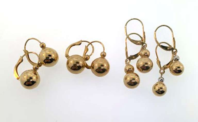 Complete Set of 14kt Gold Ball Earrings