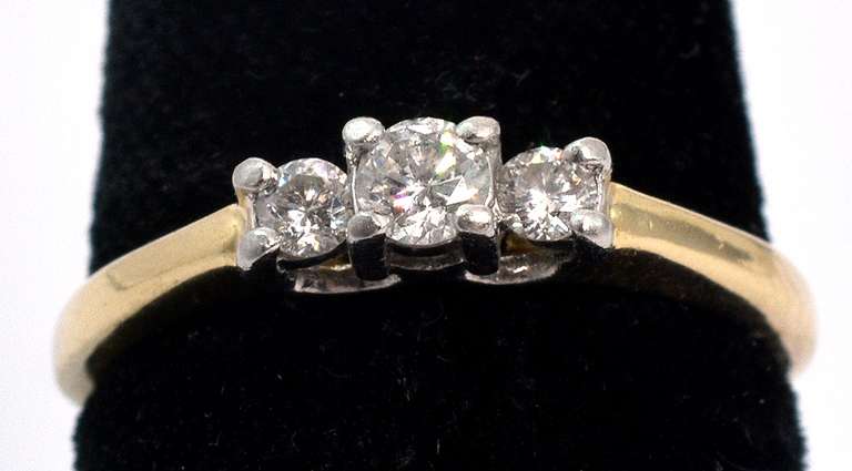 Dainty 3-Stone Diamond Ring in 14KT Yellow Gold
