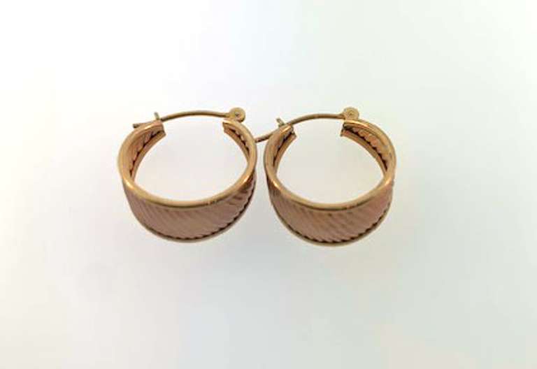 Three Sets of Fancy 14kt Gold Hoops