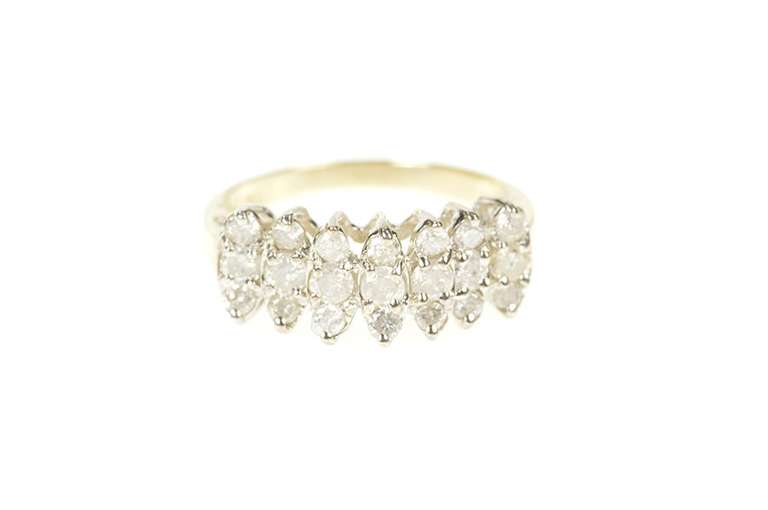 10K Yellow Gold 0.84 Ctw Diamond Row Cluster Statement Ring