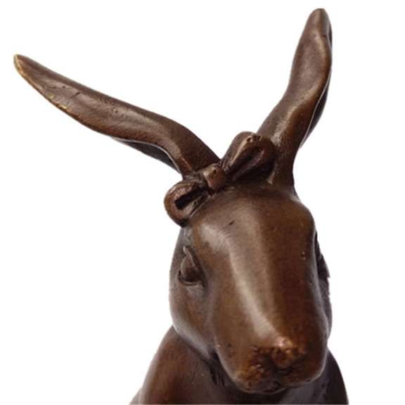 Cuddly Lil Lady Bunny With Flower Basket Bronze Sculpture