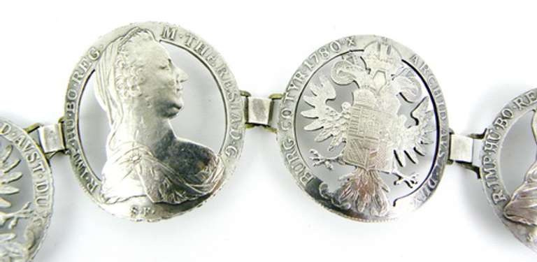 Fantastic 1780 Austrian Sterling Coin Bracelet
