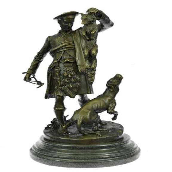 A Patinated Group of A Scottish Hunter Bronze Sculpture