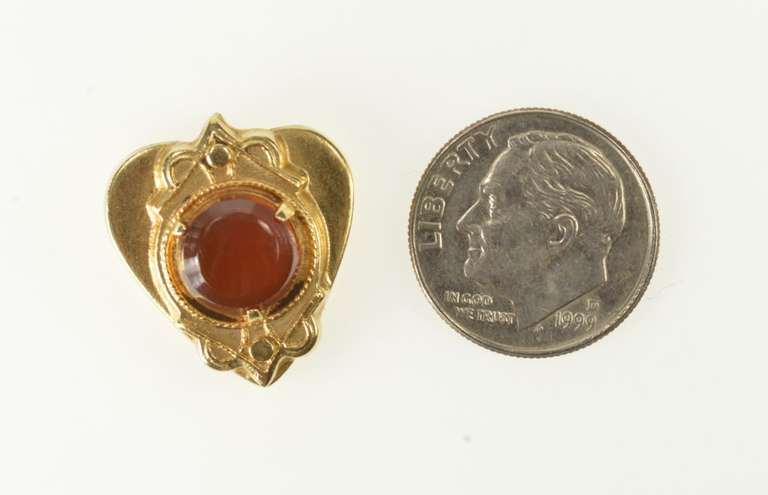 14K Yellow Gold Victorian Carnelian Heart Slide Bracelet Charm/Pendant