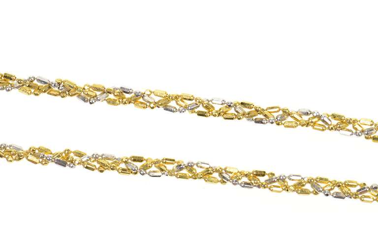 14K Yellow Gold 2.9mm Tri Tone Braided Woven Link Chain Necklace