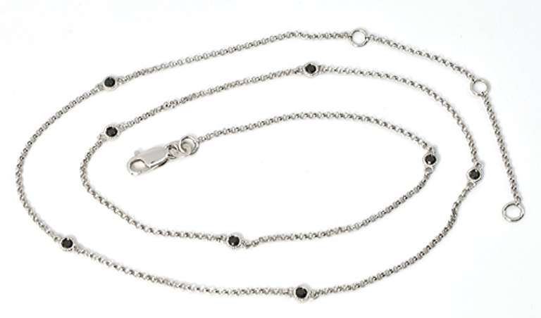 Tasteful Black Diamond Necklace in 14K White Gold