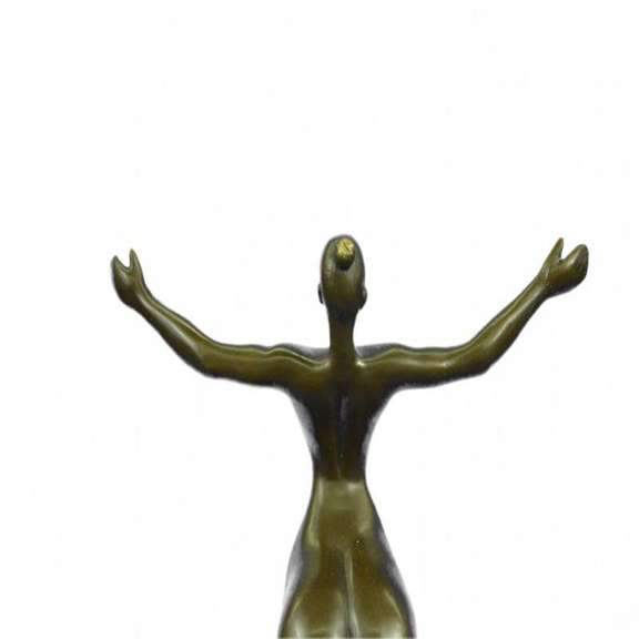 Nude Girl Bronze Sculpture on Marble Base Statue