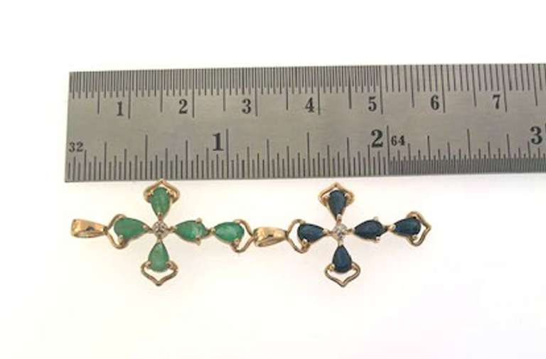 Stunning Set of 14kt Gold Gemstone Pendants
