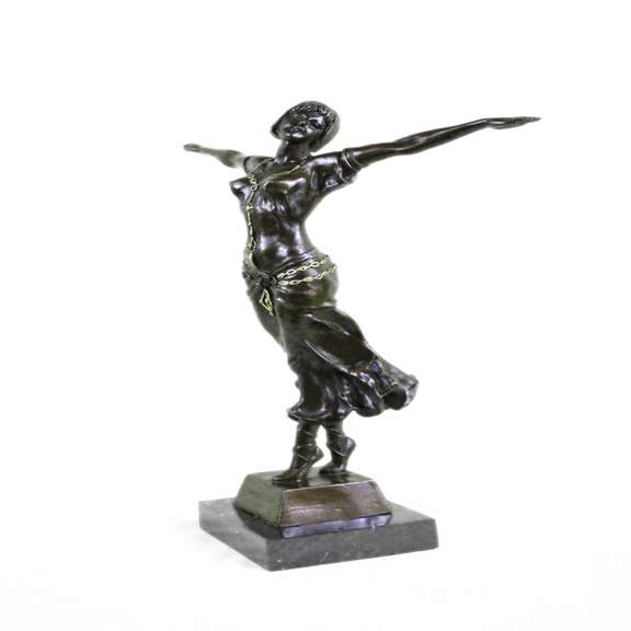 Statue Sculpture Girl Naked Art Deco Style Art Nouveau Style Bronze Decor