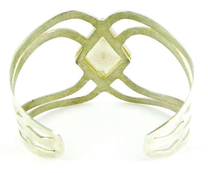 Signed Wide Sterling Cuff with Big Red Jasper