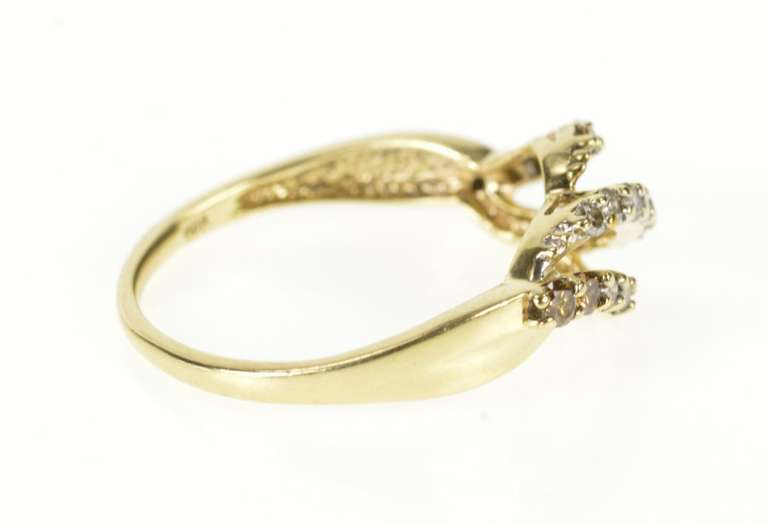 10K Yellow Gold Tiered Diamond Wave Twist Design Statement Ring