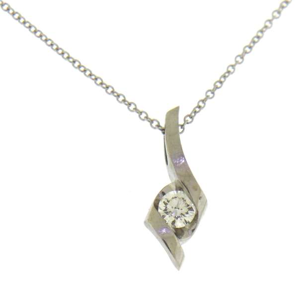Fabulous 14kt WG Sirena 0.25CT Round Diamond Twist Necklace