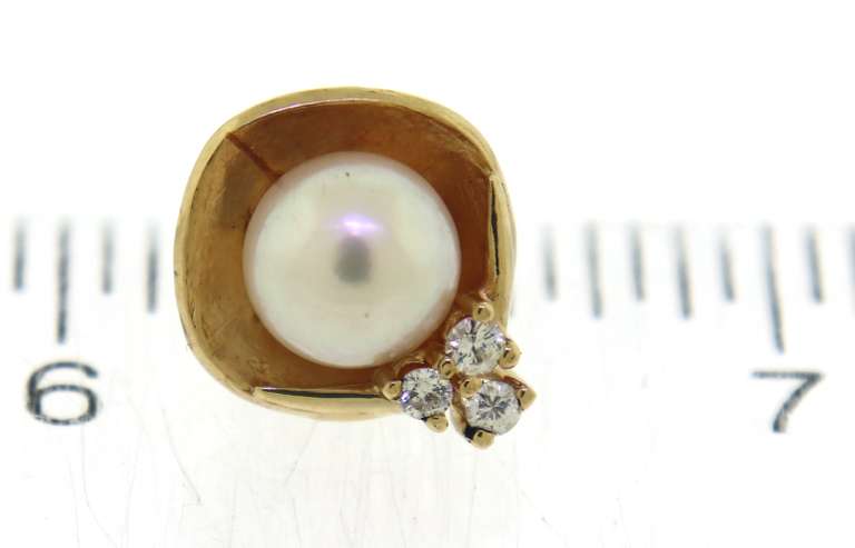 Elegant 14kt YG Pearl & Diamond Earrings