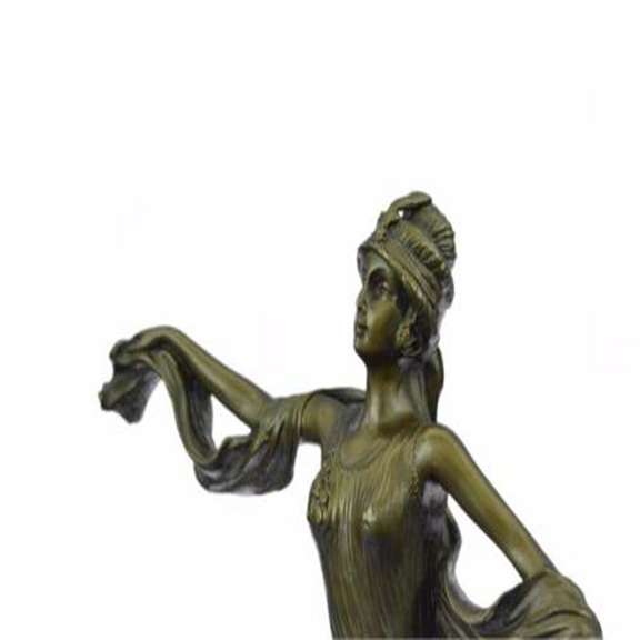 Dancer Bronze Sculpture on Marble Base Figurine