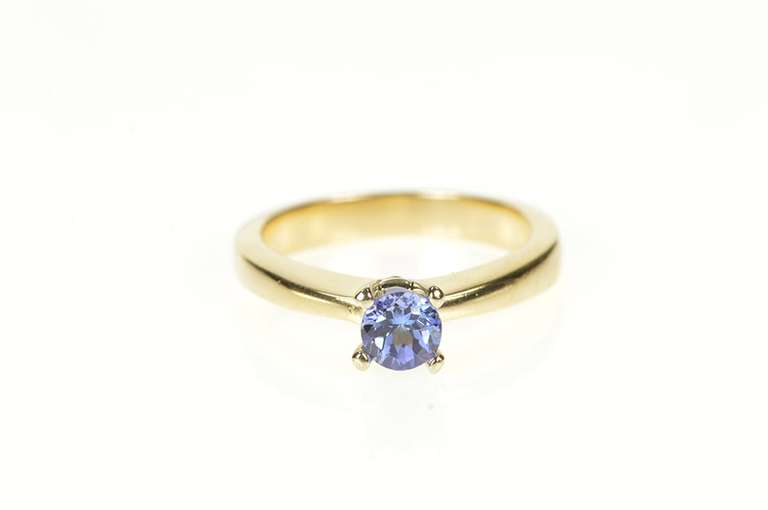 14K Yellow Gold Round Tanzanite Solitaire Simple Engagement Ring
