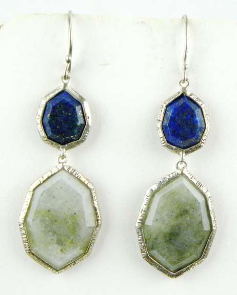 Silpada Sterling Lapis & Green Stone Earrings