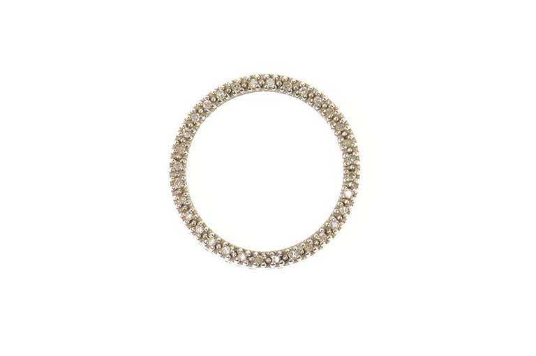 10K White Gold Diamond Circle Love Word Heart Symbol Pendant