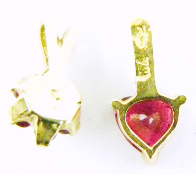 2 Petite 10K Ruby & Diamond Pendants